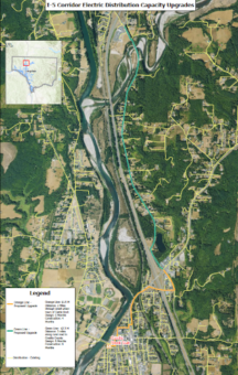 Map of I-5 Corridor Electric Distribution Capacity Upgrades